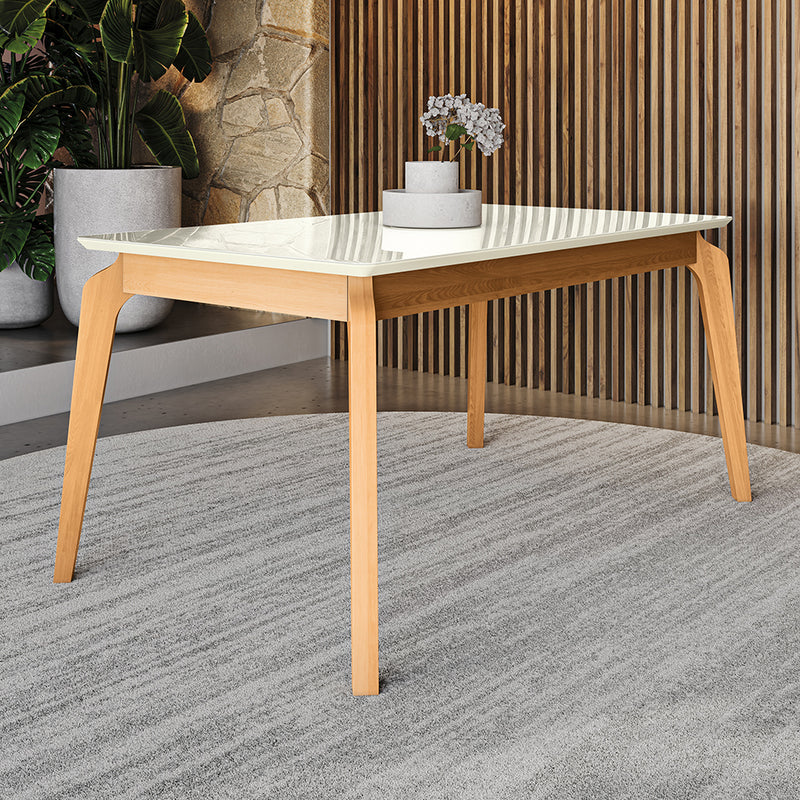 Mesa Comedor 160cm Madera Maciza Kappesberg Roble/Off White