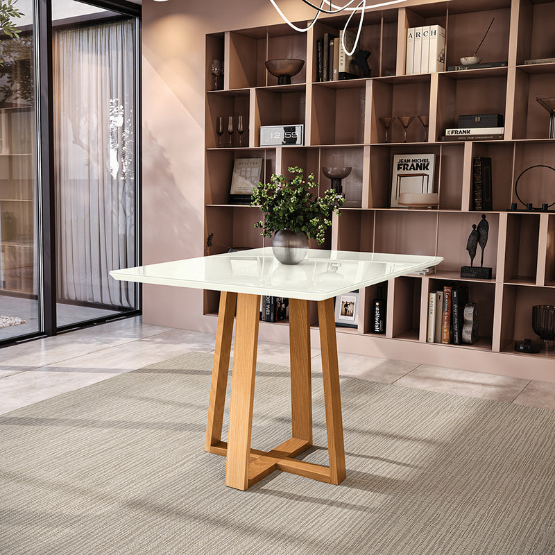 Mesa Comedor 120cm Madera Maciza Kappesberg Roble/Off White