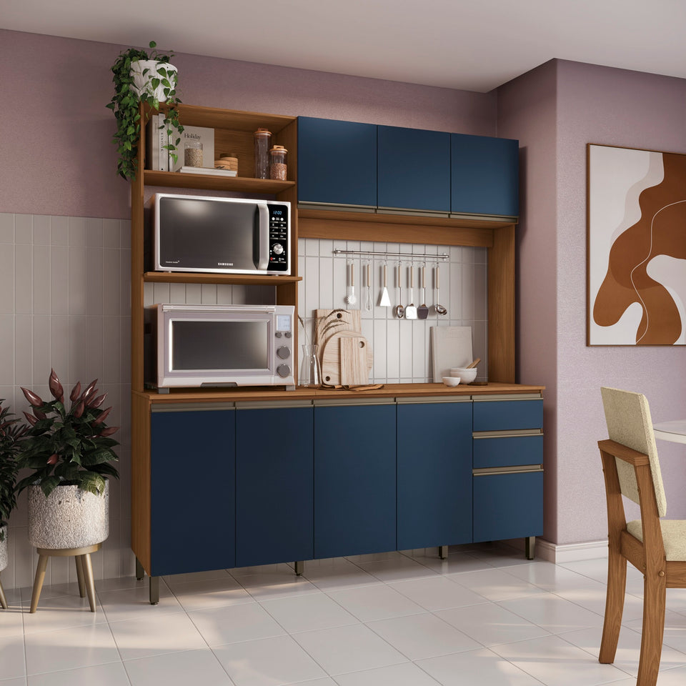 Cocina Integral Kappesberg Luna 192.5cm Canela/Azul