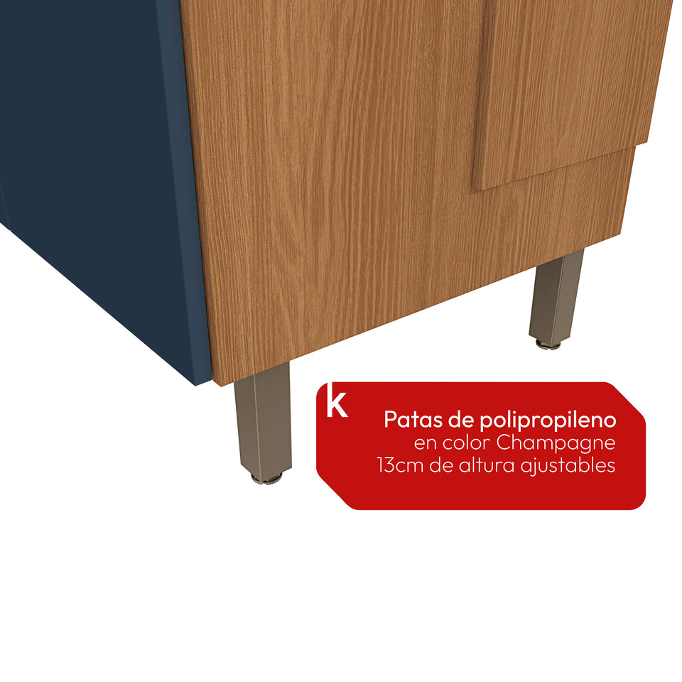 Cocina Compacta Luna Kappesberg 192,5cm Canela/Azul