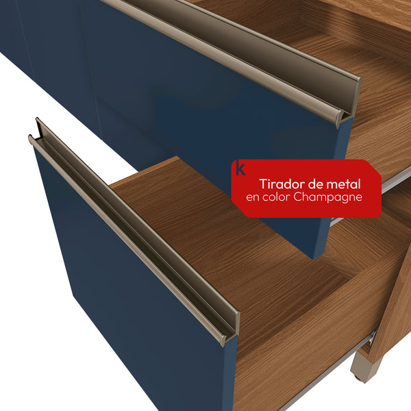 Cocina Compacta Luna Kappesberg 192,5cm Canela/Azul