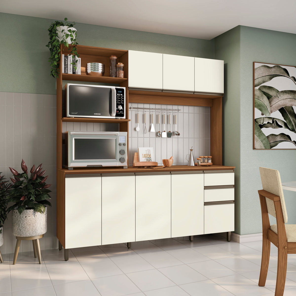Cocina Integral Kappesberg Luna 192.5cm Canela/Blanco