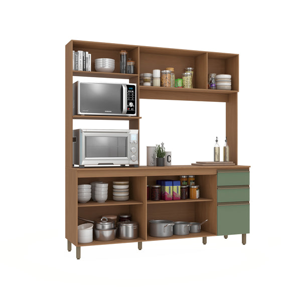 Mueble de Cocina Luna 192,5 cm Canela/Verde Kappesberg