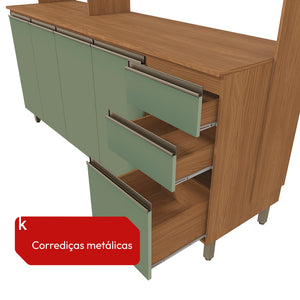 Cocina Integral Kappesberg Luna 192.5cm Canela/Verde