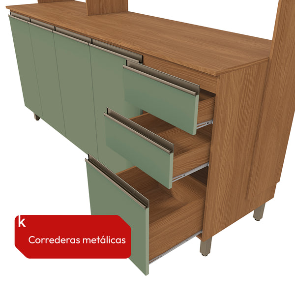 Mueble de Cocina Luna 192,5 cm Canela/Verde Kappesberg