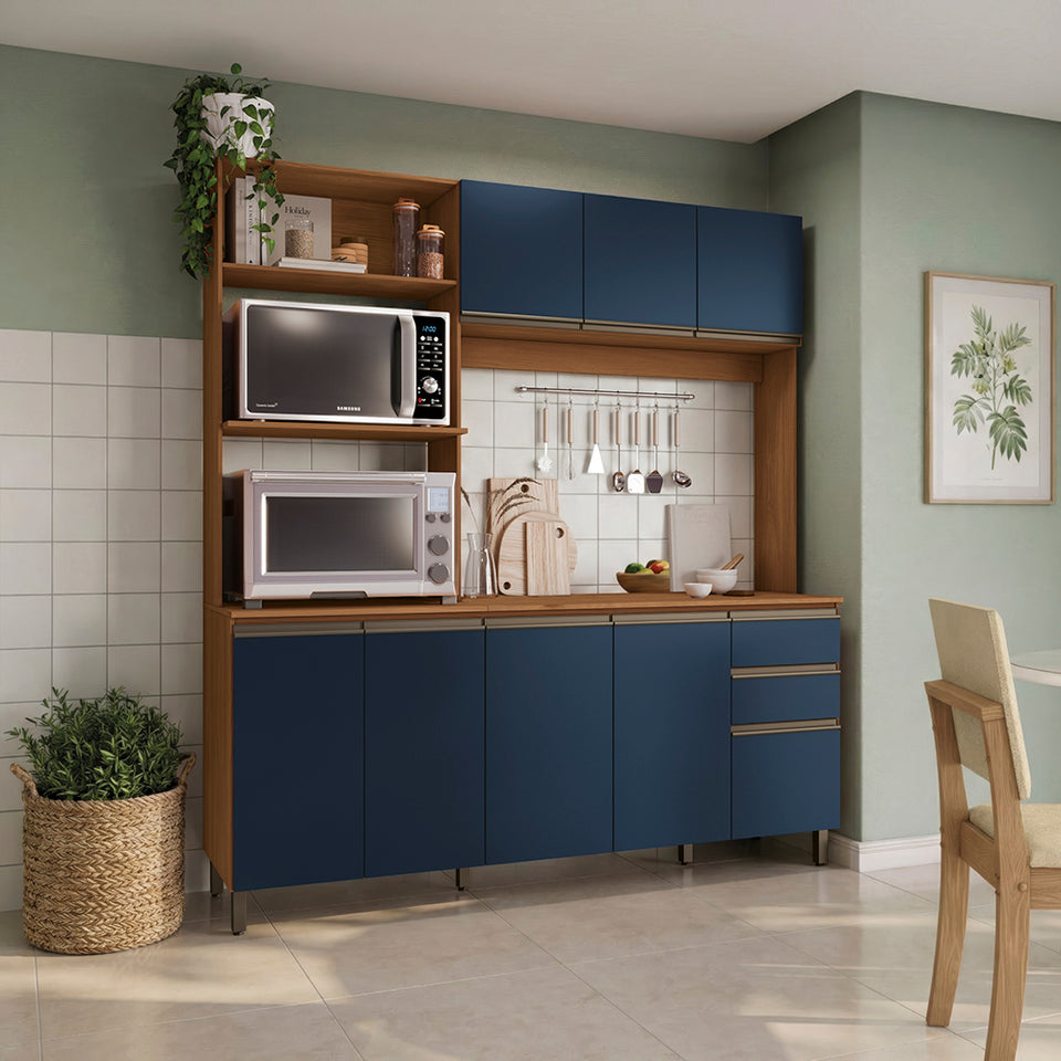 Cocina Compacta Luna Kappesberg 192,5cm Canela/Azul