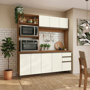 Cocina Compacta Luna Kappesberg 192,5 cm Canela/Blanco