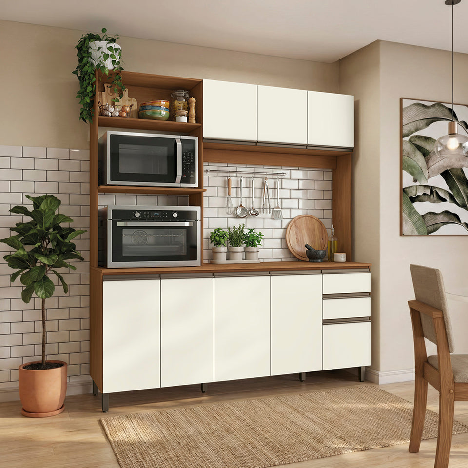 Cocina Compacta Luna Kappesberg 192,5 cm Canela/Blanco