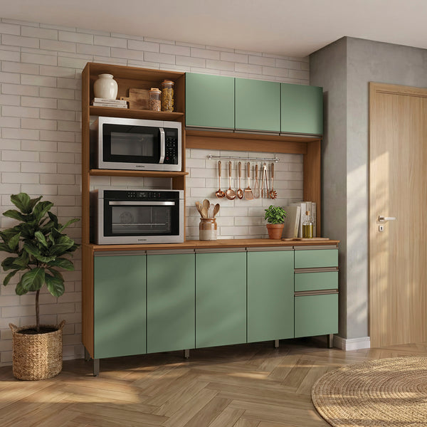 Mueble de Cocina Luna 192,5 cm Canela/Verde Kappesberg