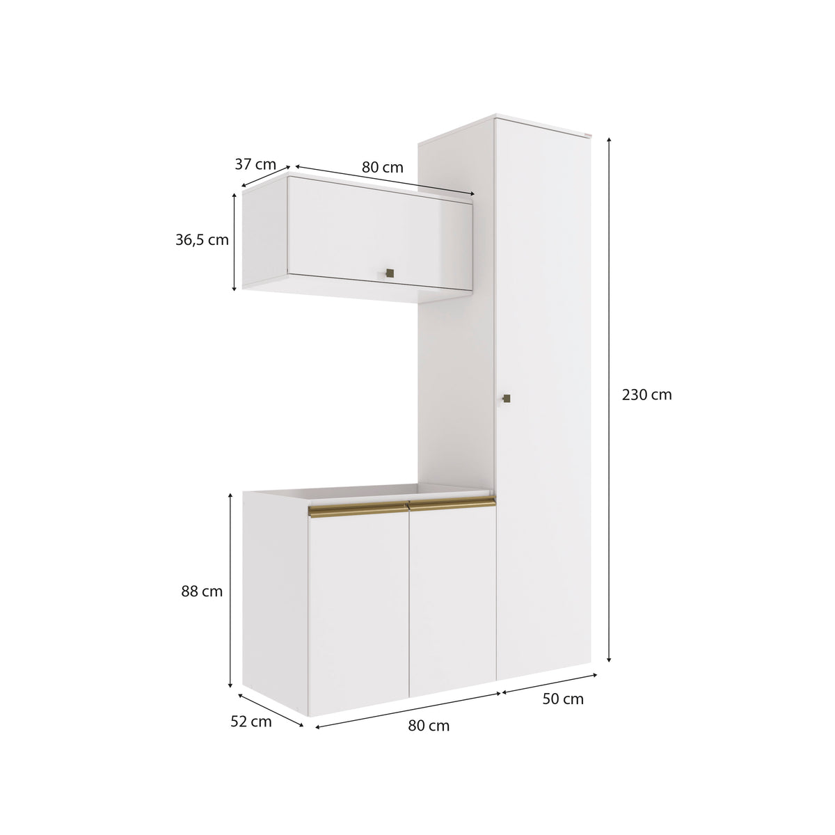 Conjunto para Baño 130cm MDF 3 Piezas Kappesberg Blanco