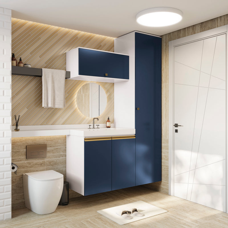 Conjunto para Baño 130cm MDF Kappesberg Blanco/Azul