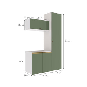 Conjunto para Baño 130cm MDF Kappesberg Blanco/Verde