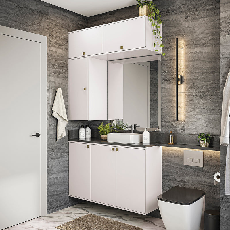Gabinete Baño Kappesberg 120cm MDF Con Aéreos Blanco
