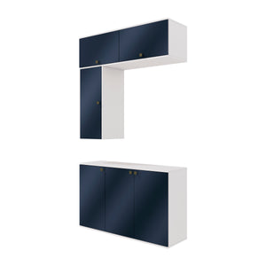 Gabinete Baño Kappesberg 120cm MDF Con Aéreos Blanco y Azul