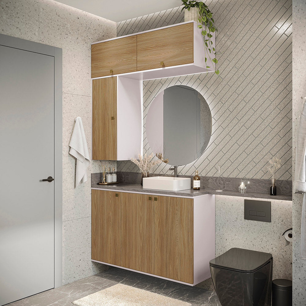 Gabinete Baño Kappesberg 120cm MDF Blanco y Marrón
