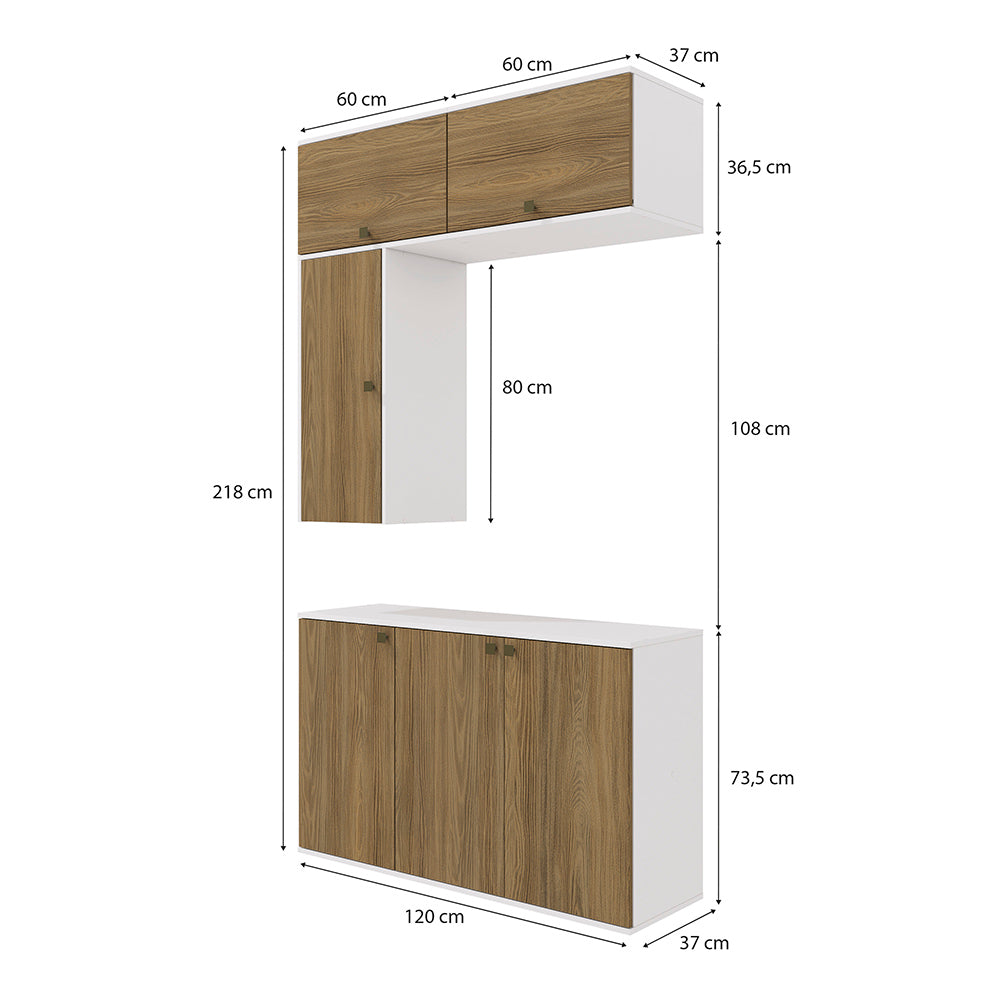 Gabinete Baño Kappesberg 120cm MDF Blanco y Marrón