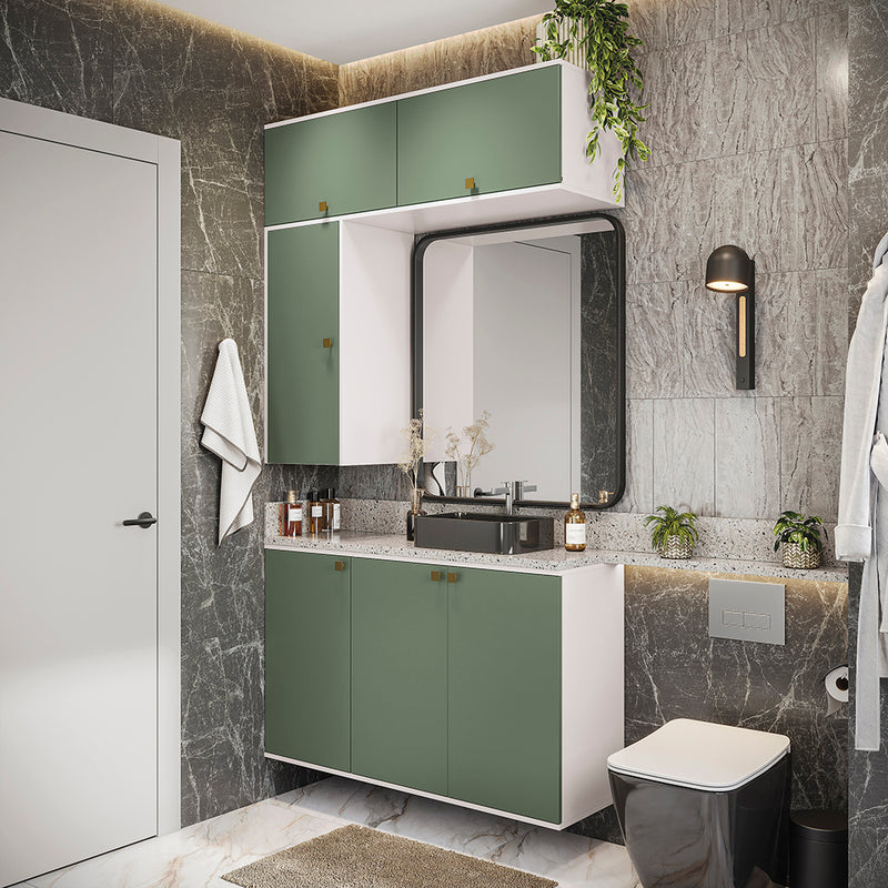 Gabinete Baño Kappesberg 120cm MDF Blanco y Verde