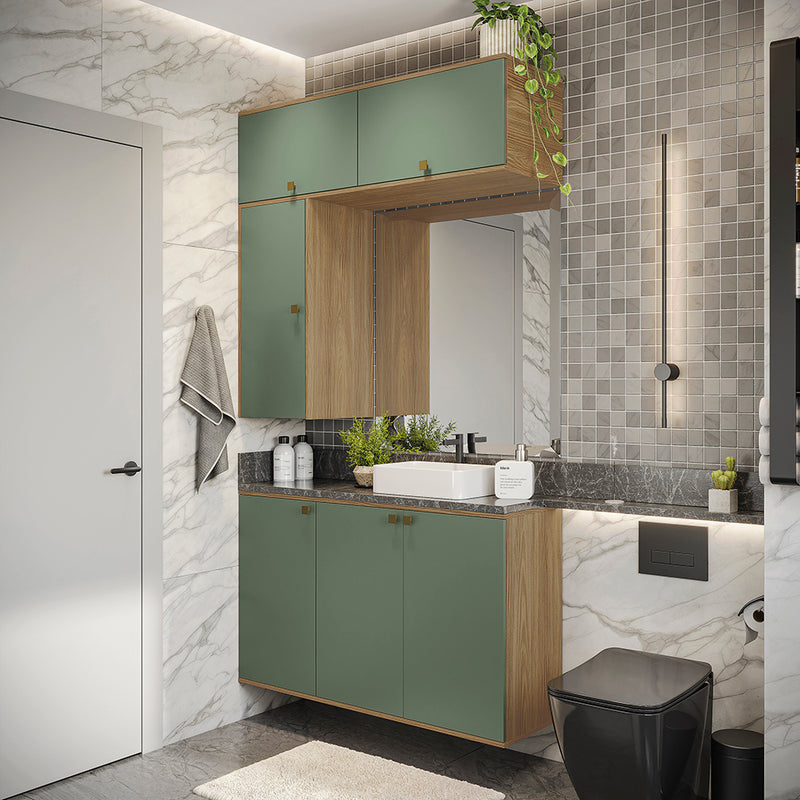Gabinete Baño Kappesberg 120cm MDF Marrón y Verde
