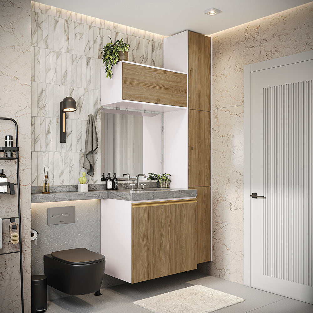 Gabinete Baño Kappesberg 116cm MDF Blanco y Marrón