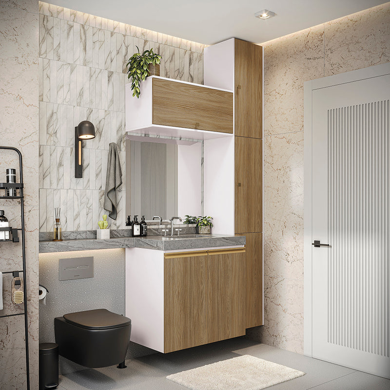 Gabinete Baño Kappesberg 116cm MDF Blanco y Marrón