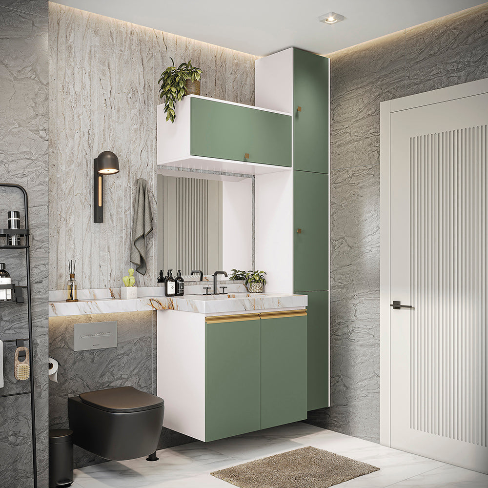 Gabinete Baño Kappesberg 116cm MDF Blanco y Verde