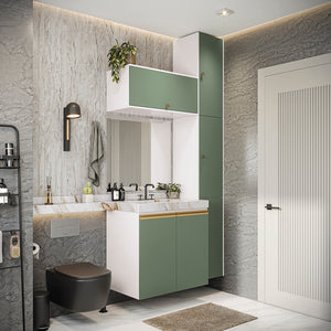 Gabinete Baño Kappesberg 116cm MDF Blanco y Verde