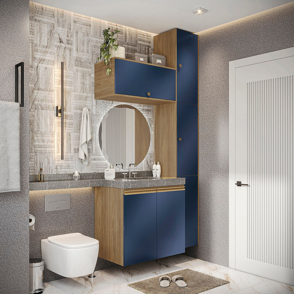 Gabinete Baño Kappesberg 116cm MDF Marrón y Azul