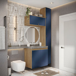 Gabinete Baño Kappesberg 116cm MDF Marrón y Azul