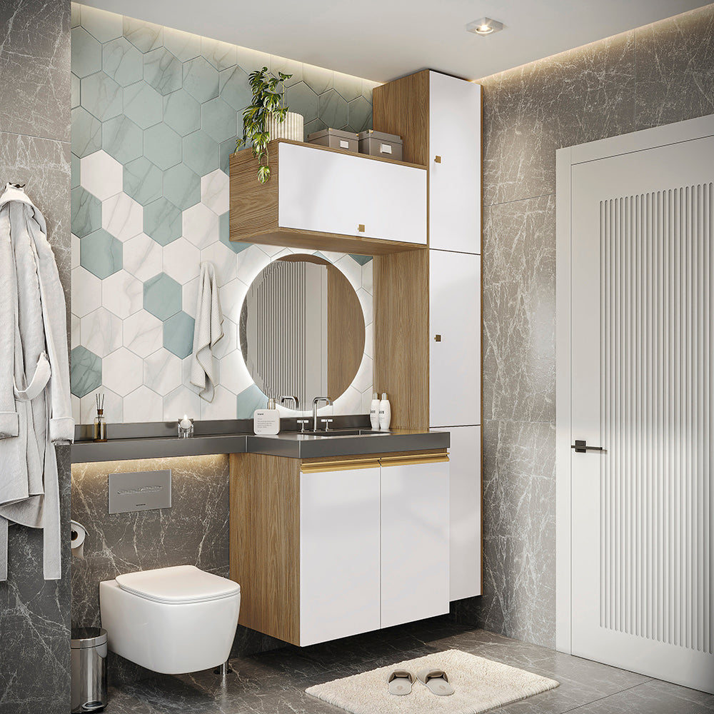 Gabinete Baño Kappesberg 116cm MDF Marrón y Blanco