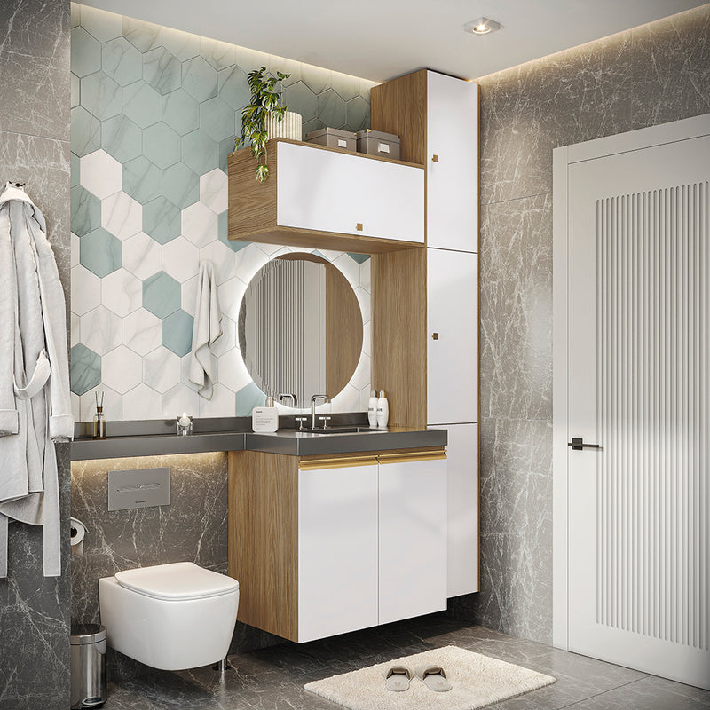 Gabinete Baño Kappesberg 116cm MDF Marrón y Blanco