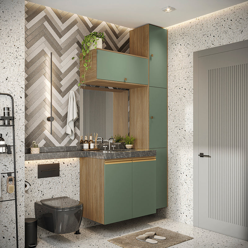 Gabinete Baño Kappesberg 116cm MDF Marrón y Verde