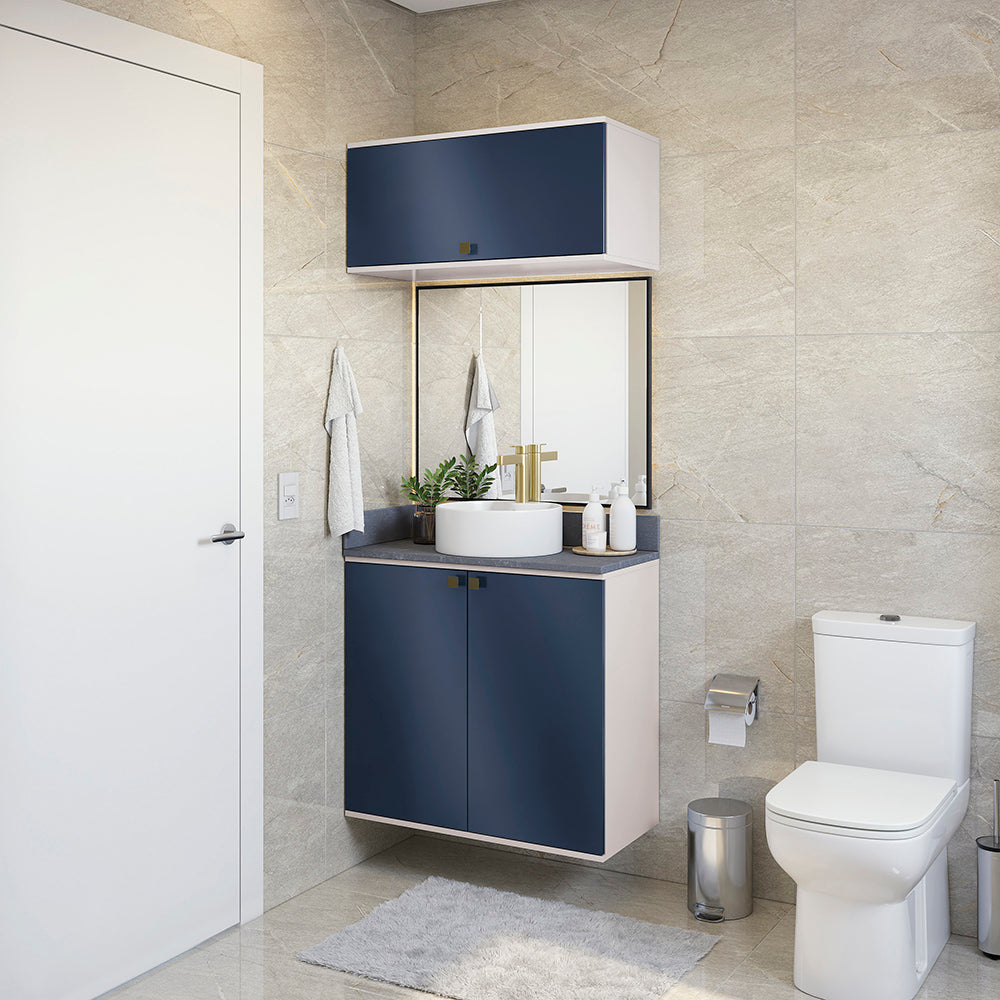 Gabinete Baño Kappesberg 80cm MDF Blanco y Azul