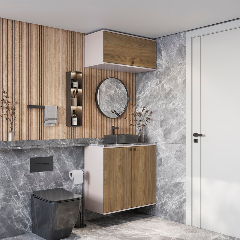 Gabinete Baño Kappesberg 80cm MDF Blanco y Marrón