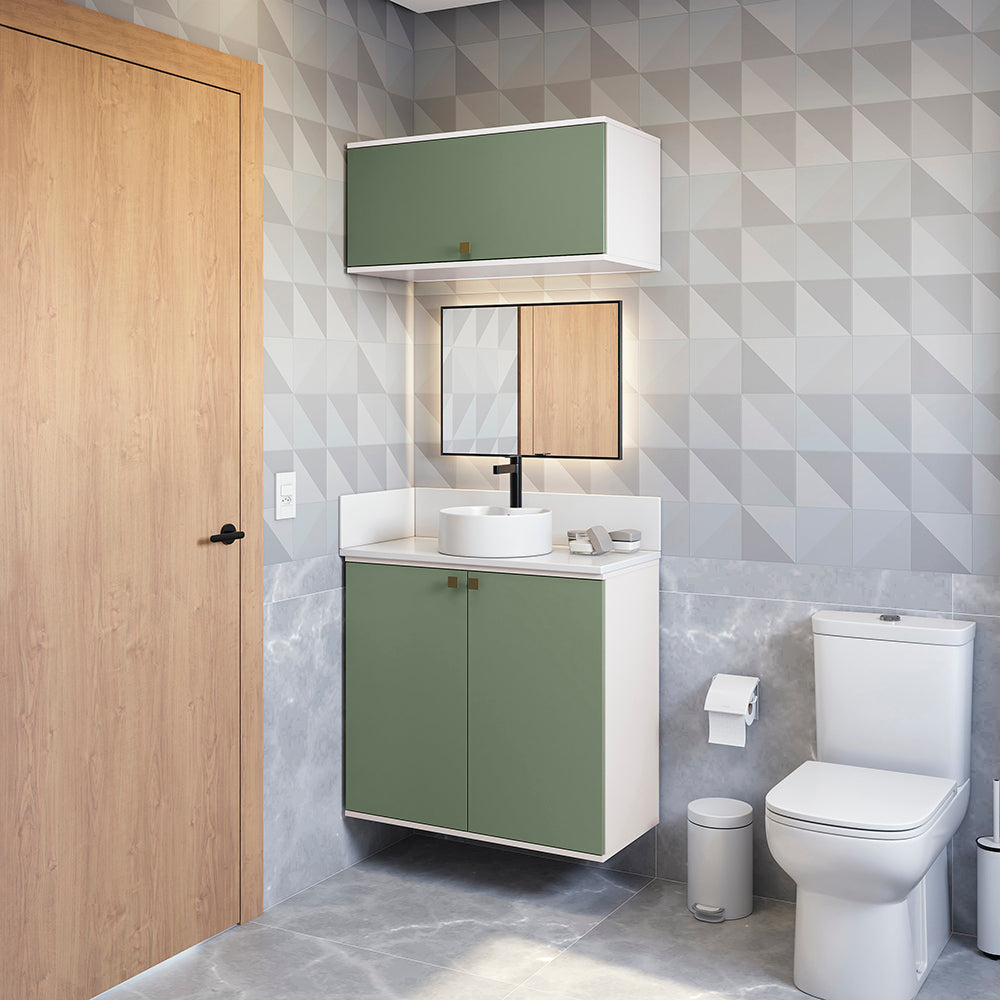 Gabinete Baño Kappesberg 80cm MDF Blanco y Verde