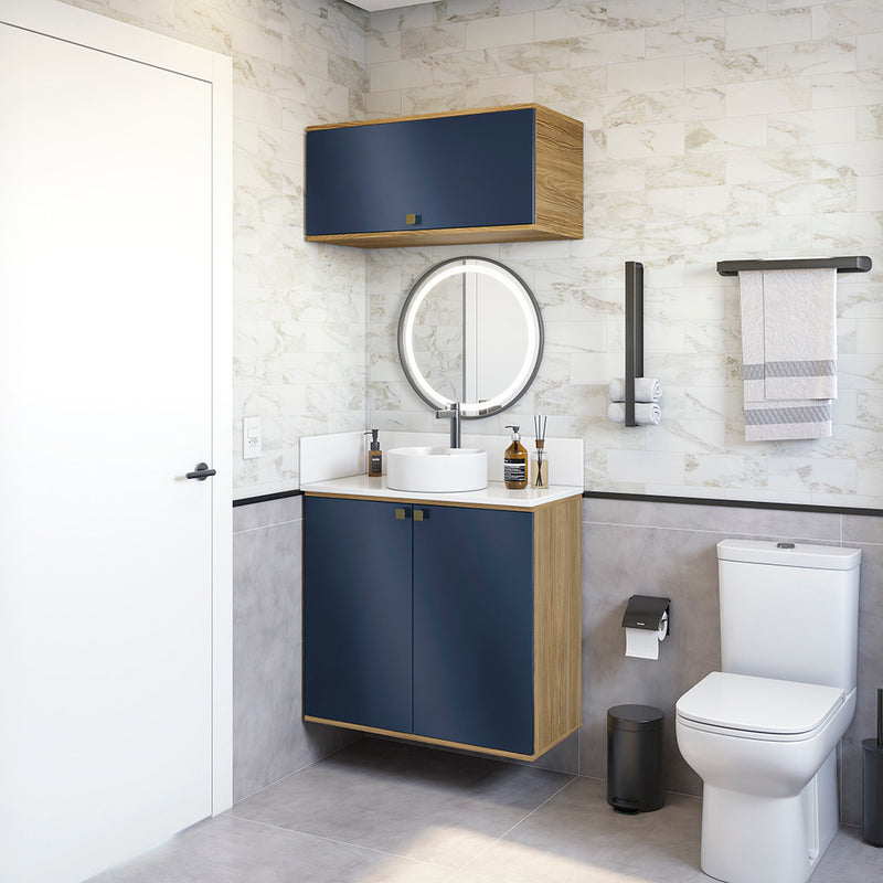 Gabinete Baño Kappesberg 80cm MDF Marrón y Azul