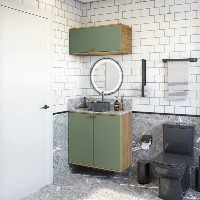 Gabinete Baño Kappesberg 80cm MDF Marrón y Verde