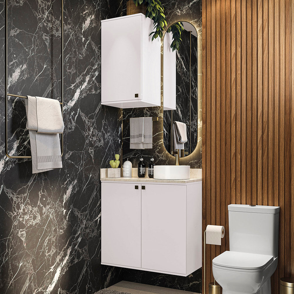 Gabinete Baño Kappesberg 80cm MDF Con Aéreos Blanco