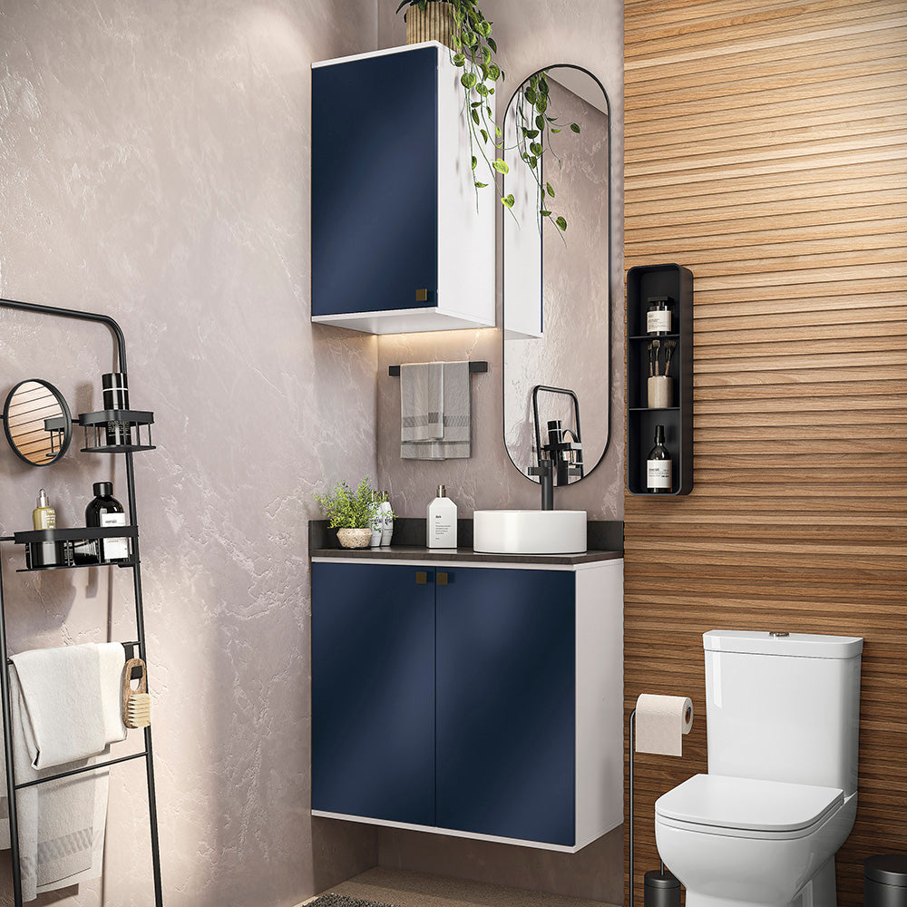Gabinete Baño Kappesberg 80cm MDF Blanco y Azul