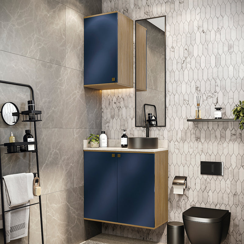 Gabinete Baño Kappesberg 80cm MDF Marrón y Azul