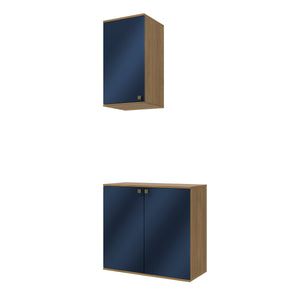 Gabinete Baño Kappesberg 80cm MDF Marrón y Azul