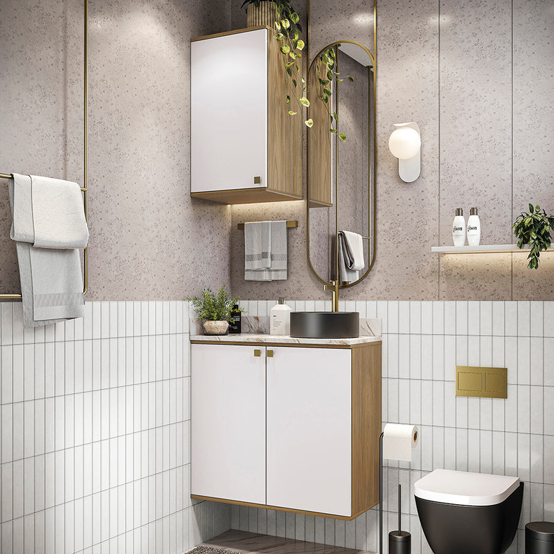 Gabinete Baño Kappesberg 80cm MDF Marrón y Blanco
