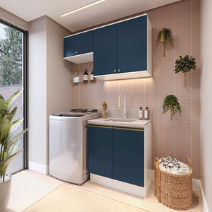 Mueble Lavadero Kappesberg 140cm Con Aéreos Blanco y Azul