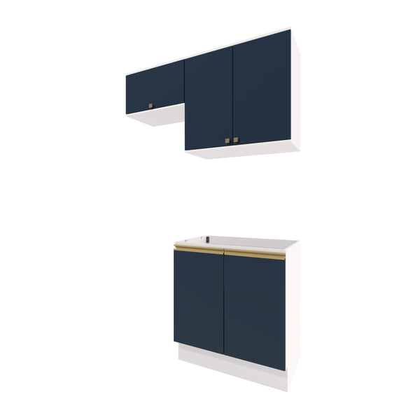 Mueble Lavadero Kappesberg 140cm Con Aéreos Blanco y Azul