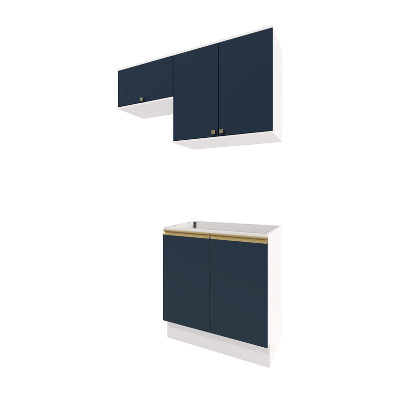 Mueble Lavadero Kappesberg 140cm Con Aéreos Blanco y Azul