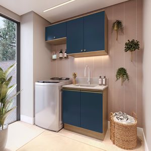 Mueble Lavadero Kappesberg 140cm Con Aéreos Marrón y Azul