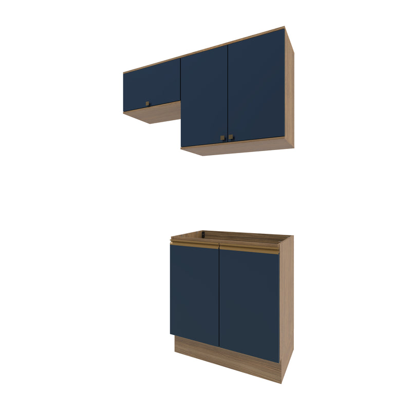 Mueble Lavadero Kappesberg 140cm Con Aéreos Marrón y Azul