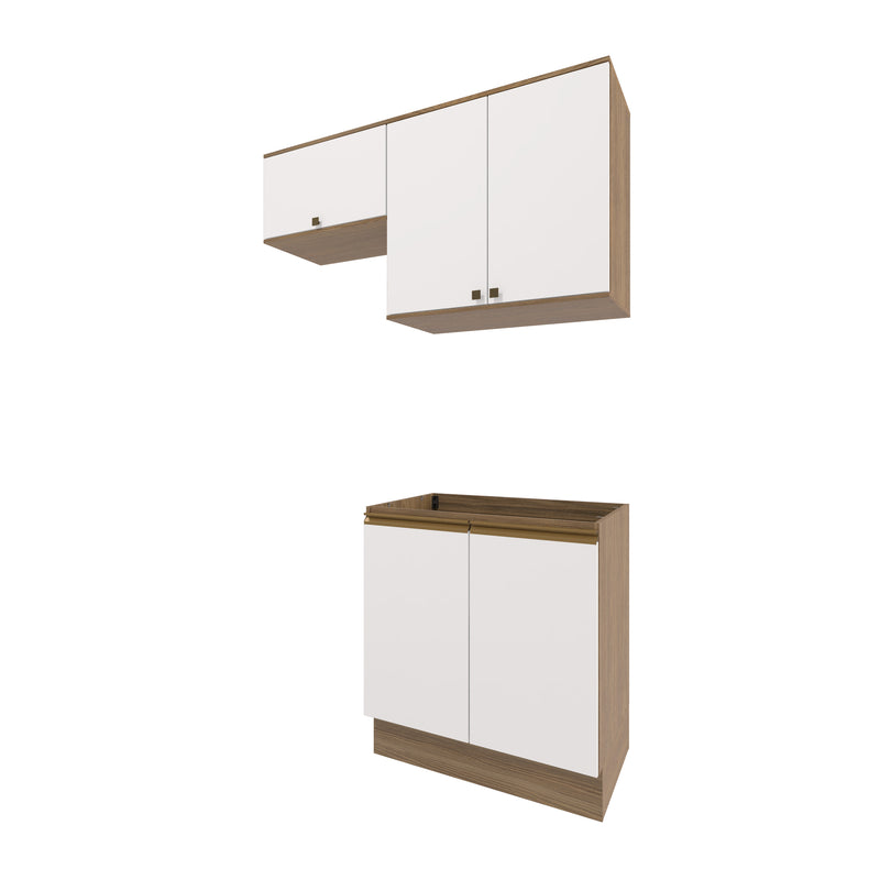 Mueble Lavadero Kappesberg 140cm Con Aéreos Marrón y Blanco