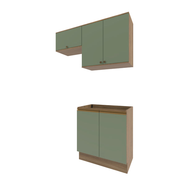 Mueble Lavadero Kappesberg 140cm Con Aéreos Marrón y Verde
