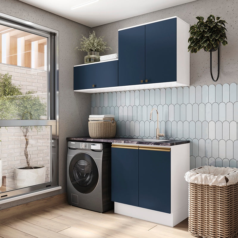 Mueble Lavadero Kappesberg 160cm Con Aéreos Blanco y Azul