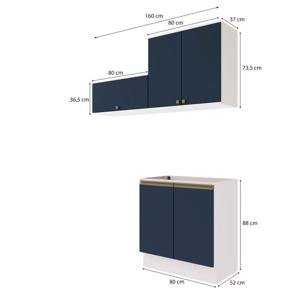 Mueble Lavadero Kappesberg 160cm Con Aéreos Blanco y Azul